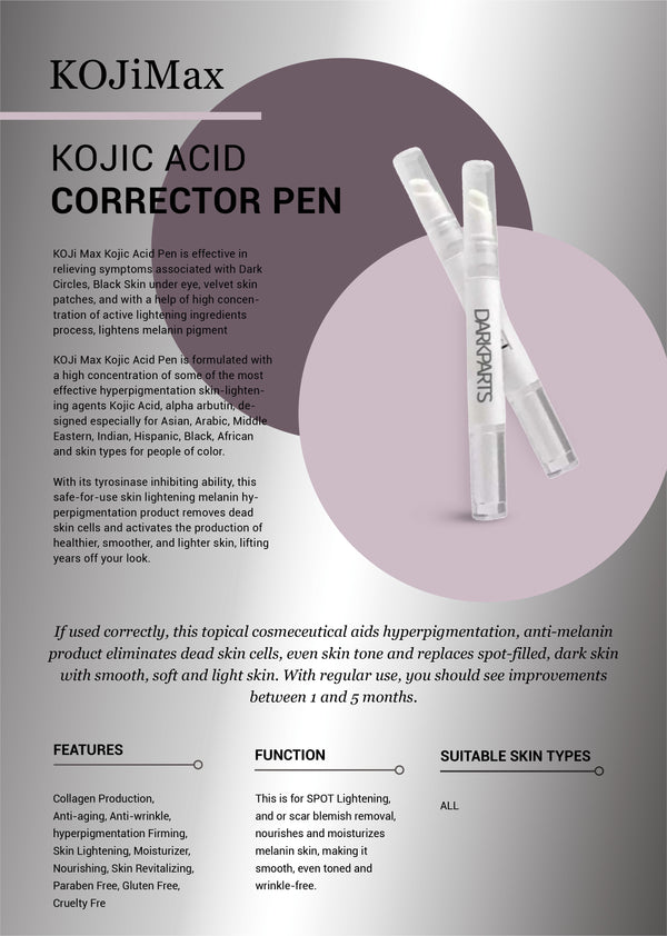 Dark Spot Corrector Pen with Kojic Acid, Glutathione and Gigawhite by Dark Parts